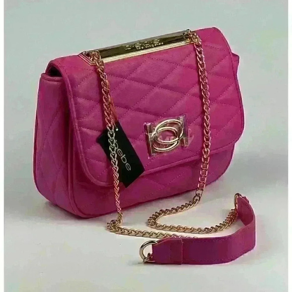 bebe Handbags - NEW! Bebe Women's Abigail Smooth Flap Shoulder Bag In Pink NWT $89